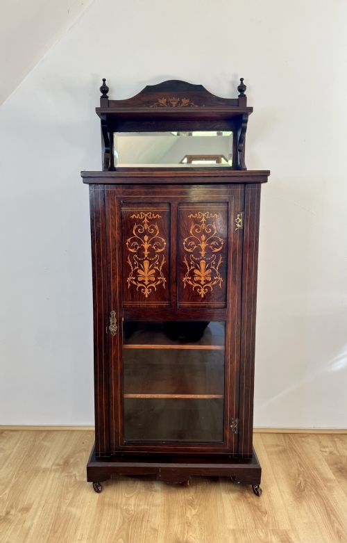 Antique Victorian Quality Inlaid Rosewood Side Cabinet