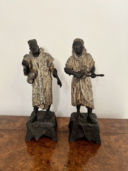 UNUSUAL PAIR OF ANTIQUE VICTORIAN SPELTER FIGURES - ADDITIONAL PHOTO 1