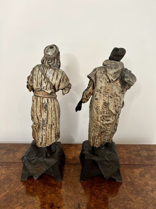 UNUSUAL PAIR OF ANTIQUE VICTORIAN SPELTER FIGURES - ADDITIONAL PHOTO 3