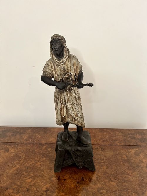 UNUSUAL PAIR OF ANTIQUE VICTORIAN SPELTER FIGURES - ADDITIONAL PHOTO 5