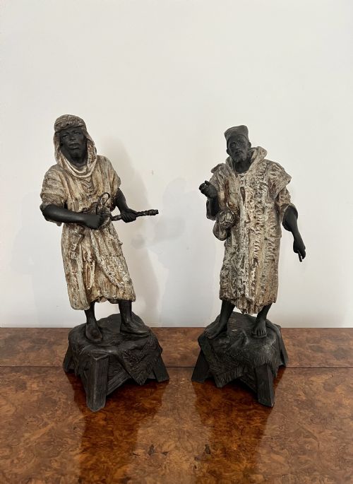 UNUSUAL PAIR OF ANTIQUE VICTORIAN SPELTER FIGURES - ADDITIONAL PHOTO 6