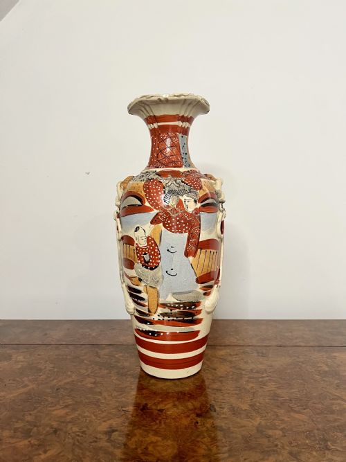 FANTASTIC QUALITY LARGE ANTIQUE SATSUMA VASE - ADDITIONAL PHOTO 4