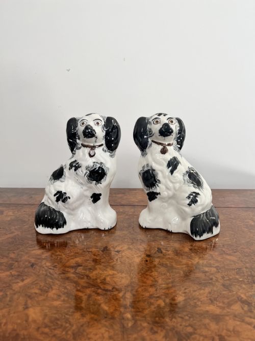 Quality Pair of Antique Victorian Miniature Staffordshire Dogs