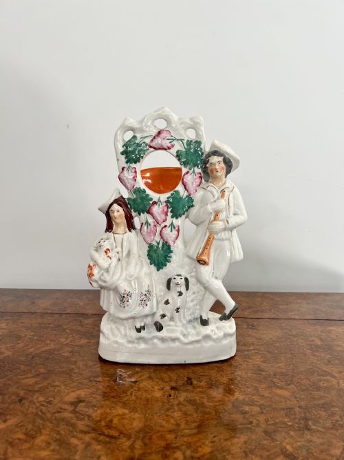 LARGE ANTIQUE VICTORIAN QUALITY STAFFORDSHIRE WATCH HOLDER - ADDITIONAL PHOTO 5