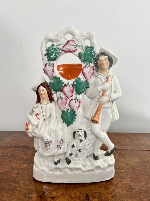 LARGE ANTIQUE VICTORIAN QUALITY STAFFORDSHIRE WATCH HOLDER - ADDITIONAL PHOTO 2