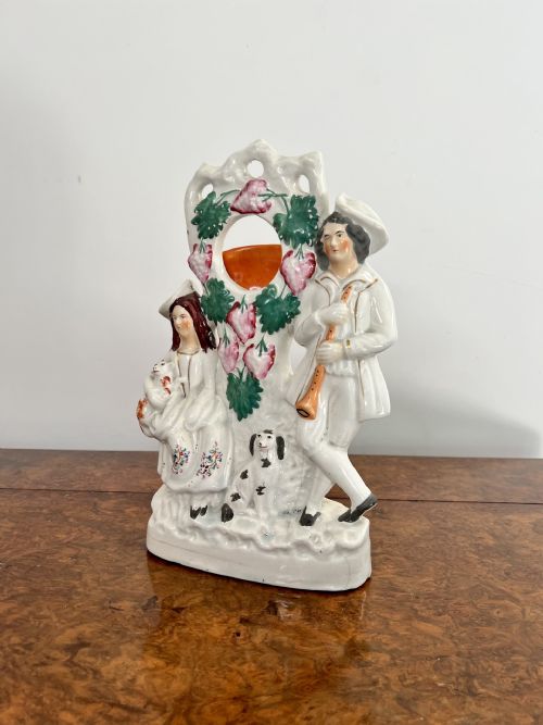 LARGE ANTIQUE VICTORIAN QUALITY STAFFORDSHIRE WATCH HOLDER - ADDITIONAL PHOTO 3