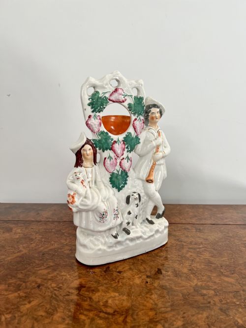 LARGE ANTIQUE VICTORIAN QUALITY STAFFORDSHIRE WATCH HOLDER - ADDITIONAL PHOTO 4