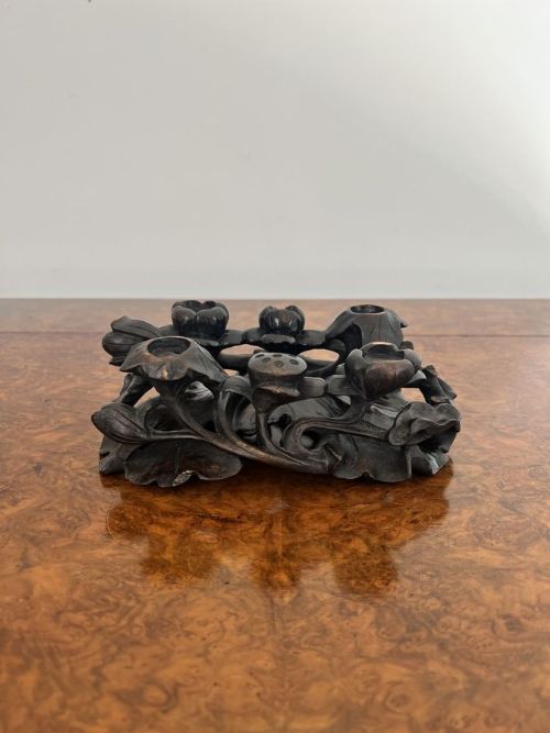 Unusual Antique Quality Chinese Carved Wooden Stand