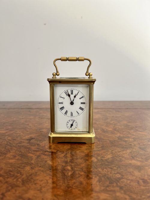 Antique Victorian Quality Brass Carriage Clock and Alarm
