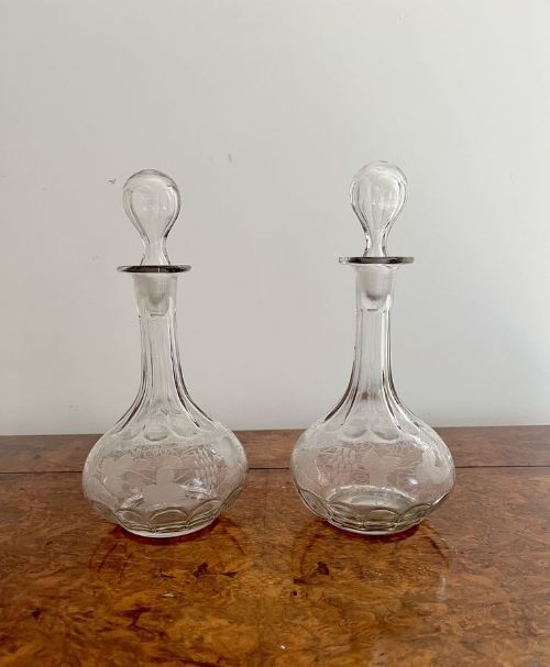 Lovely Pair of Antique Victorian Decanters