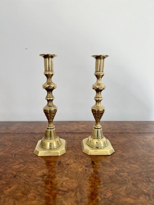 Pair of Antique Victorian Brass Candlesticks