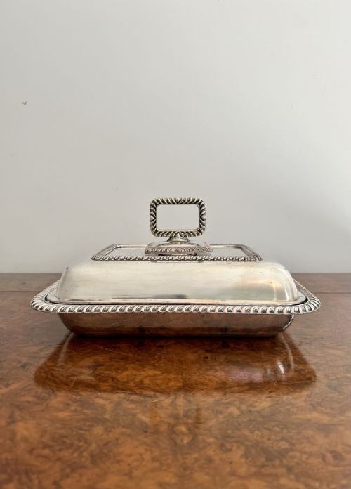 Antique Edwardian Quality Silver Plated Rectangle Entrée Dish