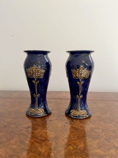 Quality Pair of Antique Royal Doulton Art Nouveau Vases