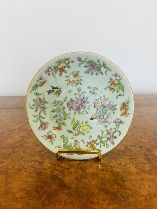 Small Antique Chinese Celadon Famille Vert Plate
