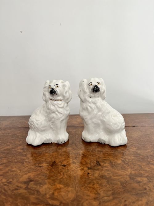 Pair of Miniature Antique Victorian Staffordshire Dogs