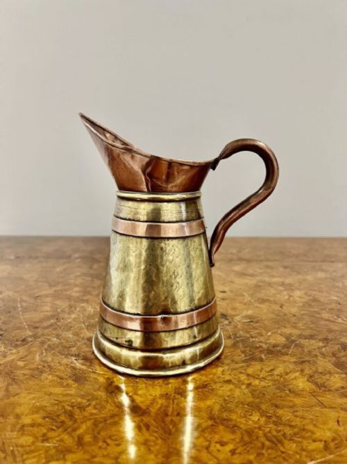 Antique Edwardian Quality Brass and Copper Jug