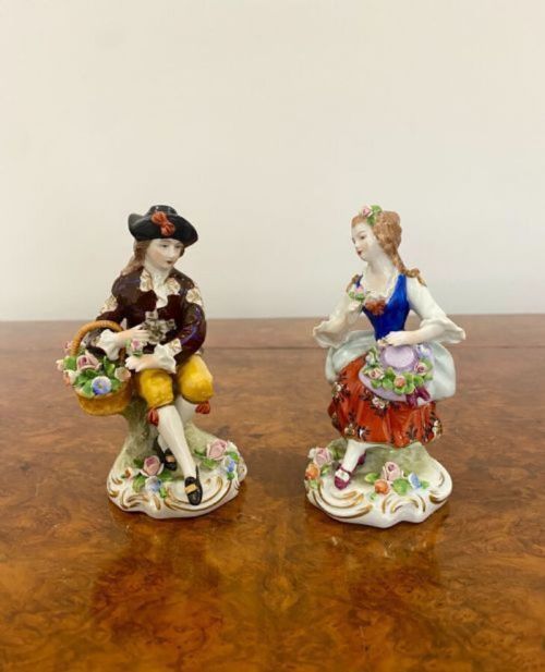 Pair of Antique Continental Porcelain Figures