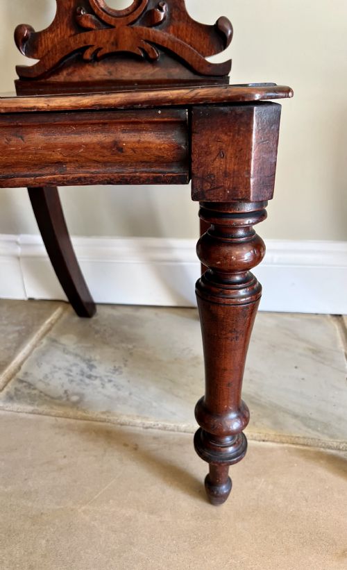 QUALITY PAIR OF ANTIQUE VICTORIAN QUALITY CARVED MAHOGANY HALL CHAIRS - ADDITIONAL PHOTO 10