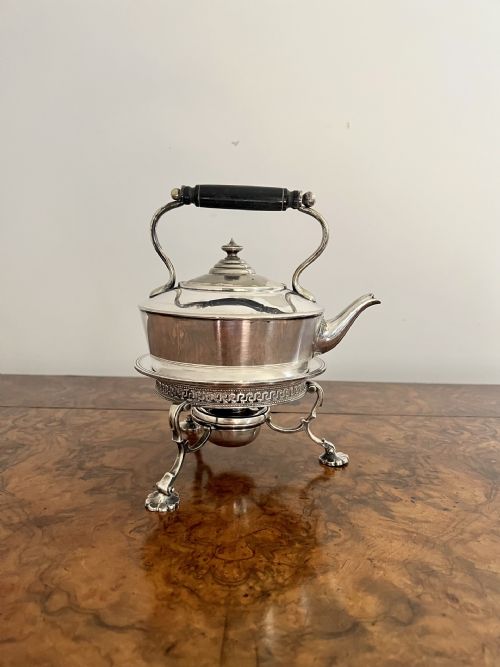 QUALITY ANTIQUE EDWARDIAN FENTON BROTHERS SILVER PLATED SPIRIT KETTLE - ADDITIONAL PHOTO 4