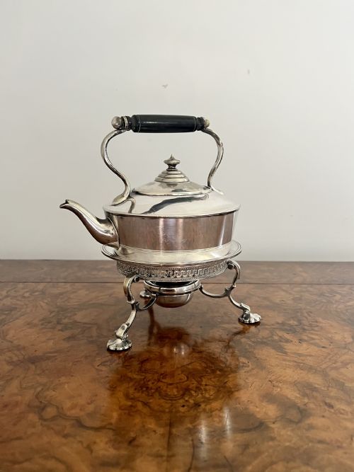 QUALITY ANTIQUE EDWARDIAN FENTON BROTHERS SILVER PLATED SPIRIT KETTLE - ADDITIONAL PHOTO 2