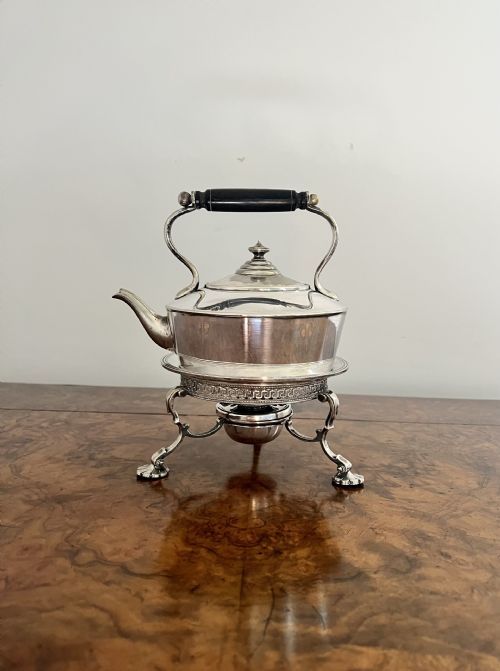 QUALITY ANTIQUE EDWARDIAN FENTON BROTHERS SILVER PLATED SPIRIT KETTLE - ADDITIONAL PHOTO 3