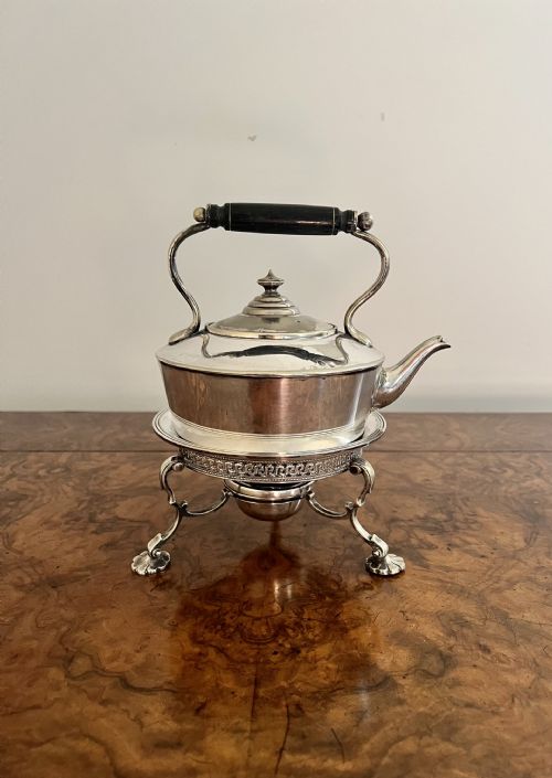 QUALITY ANTIQUE EDWARDIAN FENTON BROTHERS SILVER PLATED SPIRIT KETTLE - ADDITIONAL PHOTO 5
