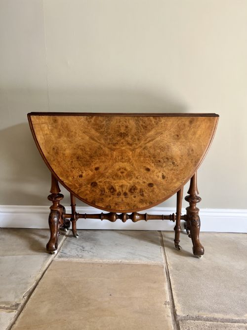 Antique Victorian Quality Burr Walnut Inlaid Sutherland Table