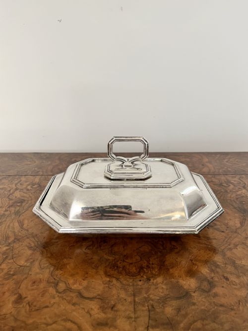 Lovely Quality Antique Edwardian Silver Plated Rectangular Entree Dish