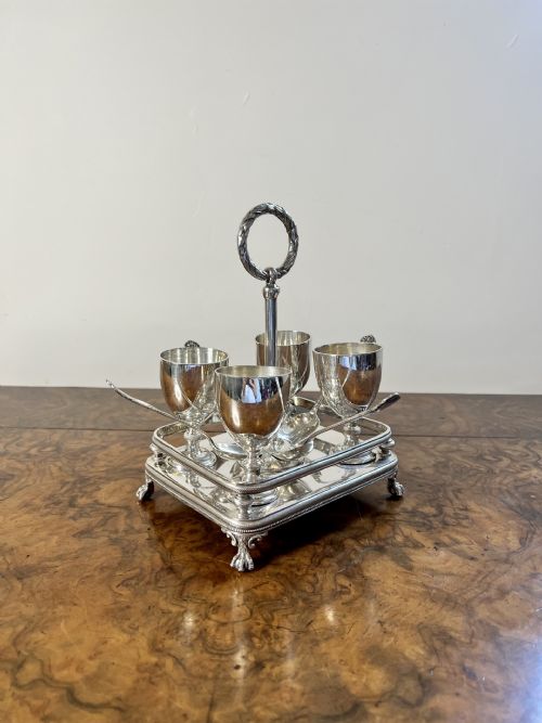 Fantastic Quality Antique Edwardian Silver Plated Egg Cruet Set