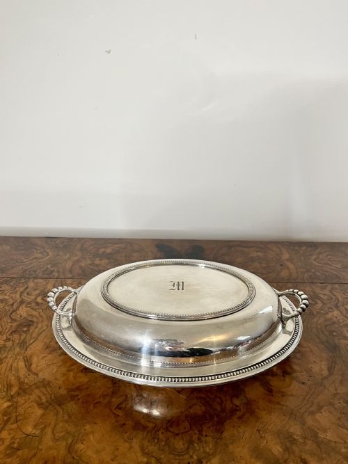 Antique Edwardian Silver Plated Oval Entree Dish