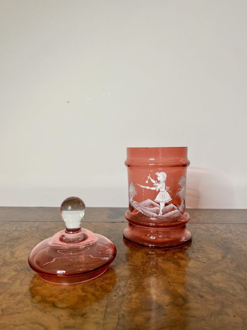 ANTIQUE MARY GREGORY JAR AND COVER - ADDITIONAL PHOTO 3
