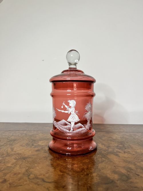 ANTIQUE MARY GREGORY JAR AND COVER - ADDITIONAL PHOTO 4