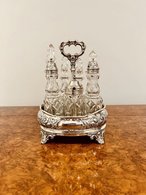 Impressive Quality Antique Seven Bottle Silver Cruet Set