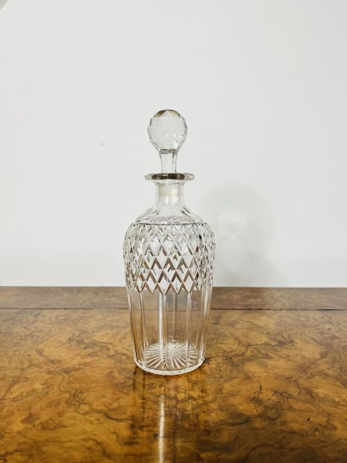 Antique Edwardian Quality Cut Glass Decanter