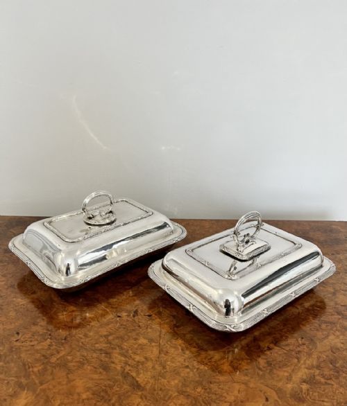 Pair of Antique Edwardian Silver Plated Entree Dishes