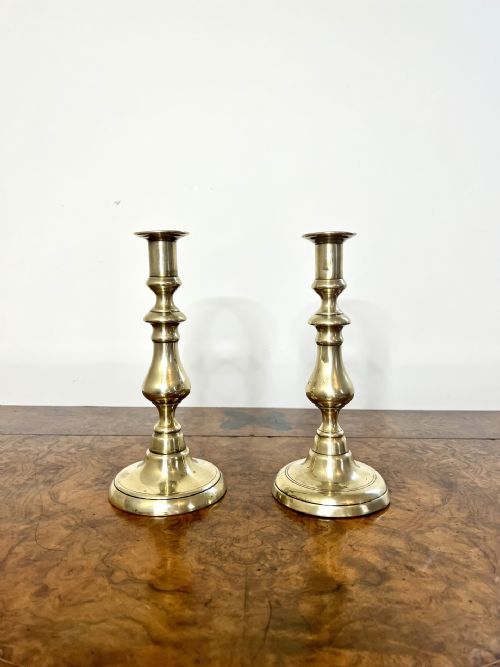 Stunning Pair of Antique Victorian Brass Candlesticks