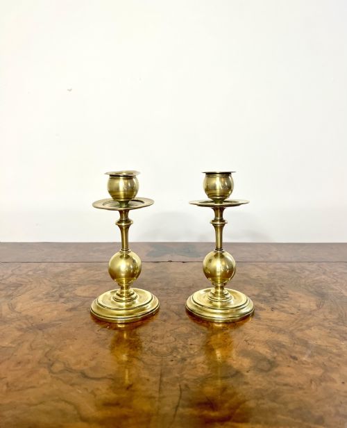 Wonderful Pair of Arts and Crafts Brass Candlesticks