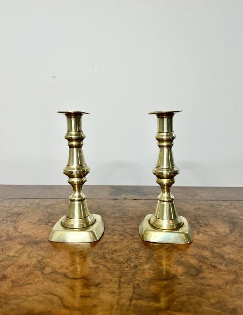 Lovely Pair of Antique Victorian Brass Candlesticks