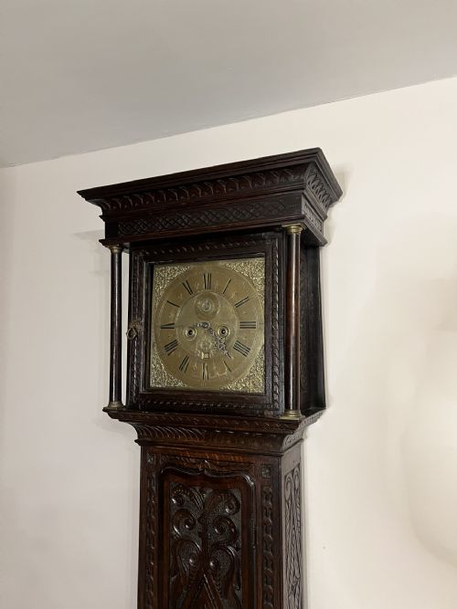 FANTASTIC QUALITY ANTIQUE GEORGE III CARVED OAK LONG CASE CLOCK - ADDITIONAL PHOTO 6