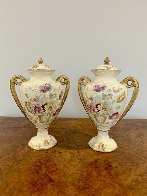 Lovely Pair of Late 19th Century Victorian Antique Vases
