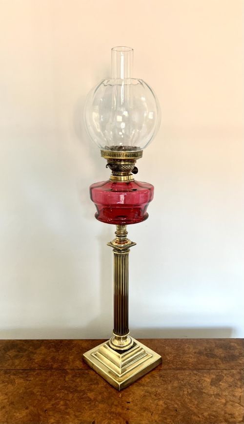 Fantastic Quality Large Antique Victorian Brass Oil Lamp
