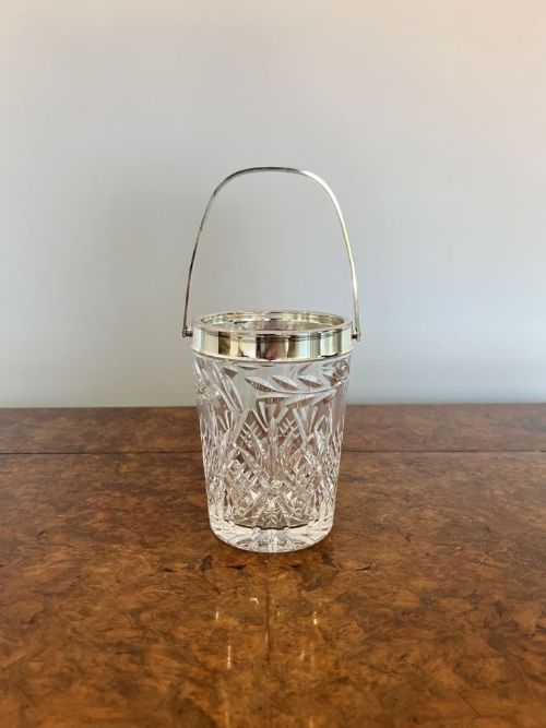 Lovely Antique Edwardian Quality Cut Glass Ice Bucket