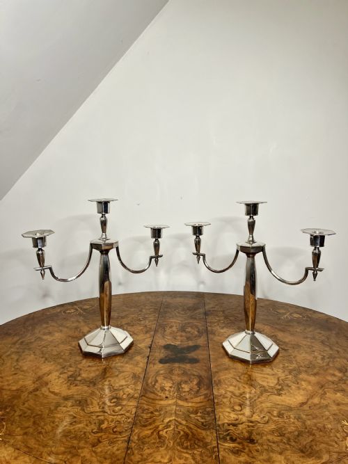 Outstanding Quality Pair of Antique Edwardian Silver Plated Candelabras