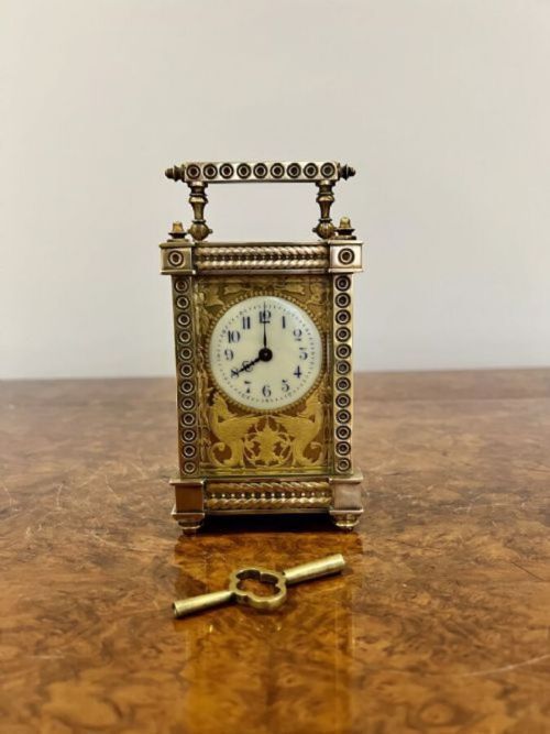 Antique Victorian Quality Ornate Brass French Carriage Clock