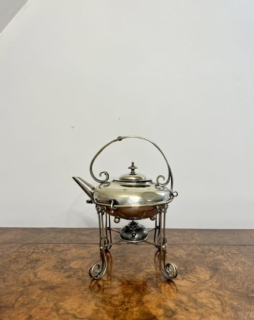 Quality Antique Edwardian Silver Plated Spirit Kettle