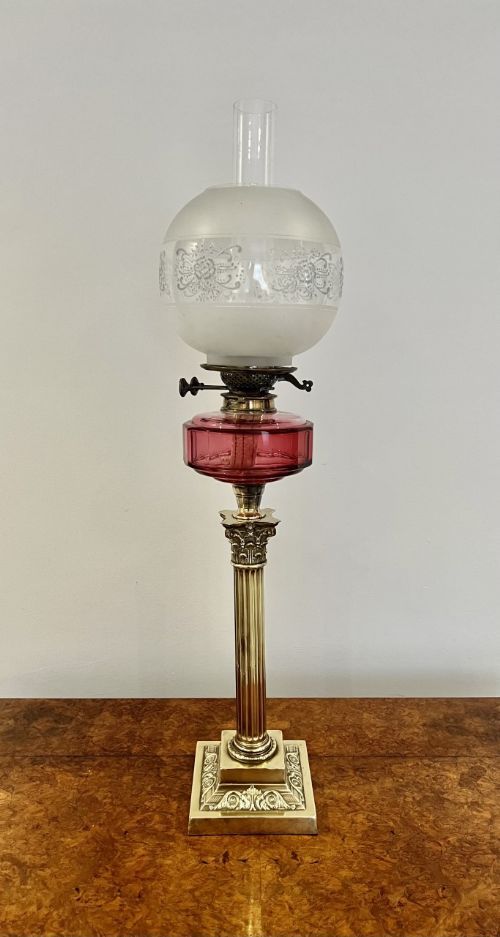 Fantastic Quality Antique Victorian Brass Oil Lamp