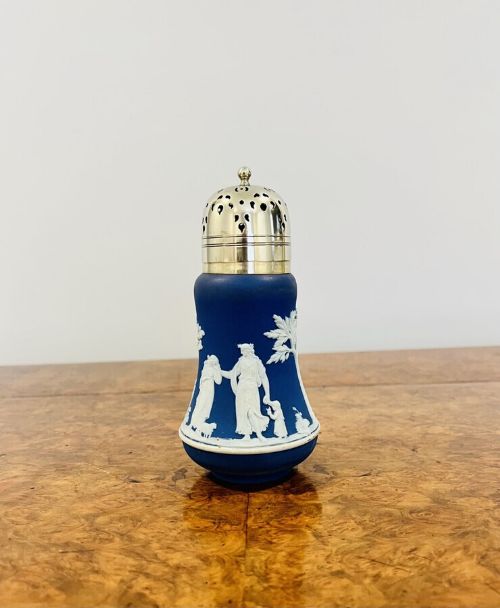 Unusual Antique Edwardian Wedgwood Jasper Ware Sugar Sifter
