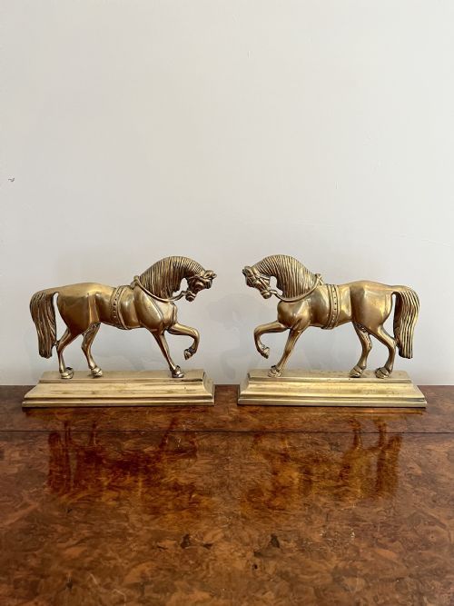 Quality Pair of Antique Victorian Brass Door Stops