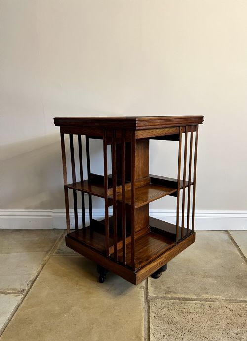 Antique Edwardian Quality Oak Revolving Bookcase