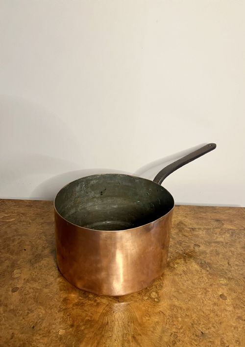 LARGE QUALITY ANTIQUE VICTORIAN HODGES SONS COPPER SAUCEPAN - ADDITIONAL PHOTO 1